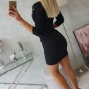 Modna obleka iz jeansa, črna - Image 4