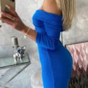 Elegant V-neck dress, navy blue - Image 3