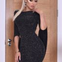 Abito elegante con riflessi metallici Anna, nero - immagine 5