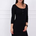 Ribbed dress with long sleeves, black - Image 4