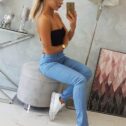 Women's stretch jeans, sky blue - Image 4