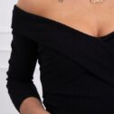 Elegantna obleka z V-izrezom, črna - Image 4