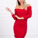 Elegantna obleka z V-izrezom, rdeča - Image 2
