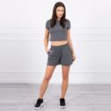 Two-piece set with T-shirt and shorts, grey