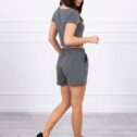 Two-piece set with T-shirt and shorts, grey - Image 2