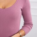 Abito a coste con maniche lunghe, rosa scuro - immagine 6