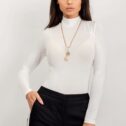 Top da donna con collo alto Melania, ecru - immagine 2