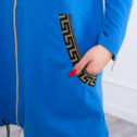 Ženski dolg hoodie z vzorčkom, modra - Image 4