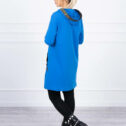 Ženski dolg hoodie z vzorčkom, modra - Image 6
